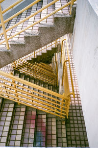 High angle view of staircase in building