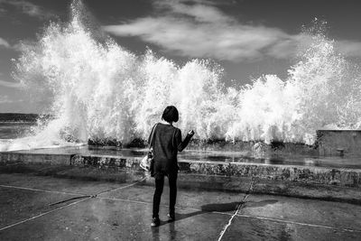 Full frame shot of splashing water against sky