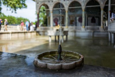 Water spraying from fountain