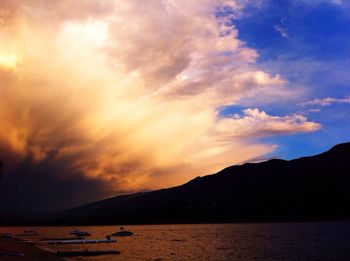 Scenic view of mountains at sunset