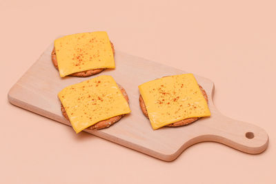 High angle view of bread on white background