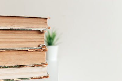 Close-up of books on table