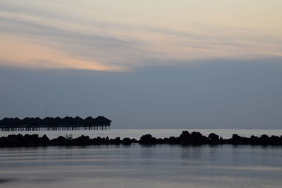 Scenic view of sea against sky at sunset