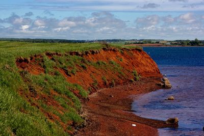 Scenic view of landscape against cloudy sky