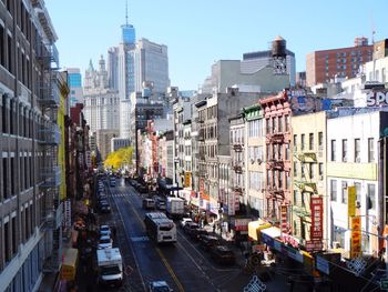 City street with buildings in background