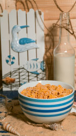 Close-up of cereal flakes in bowl