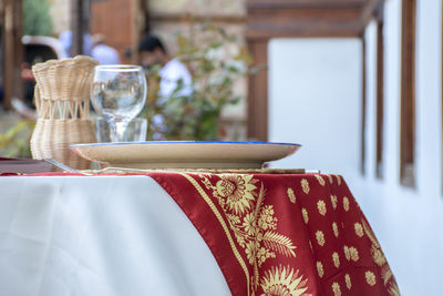 Close-up of place setting