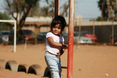 Boy playing in playground