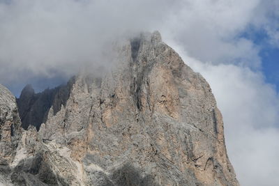 Low angle view of rock formation against sky