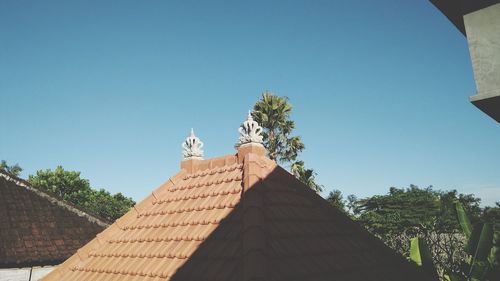 Low angle view of house against clear sky