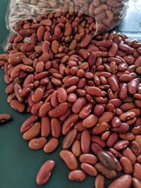 High angle view of coffee beans