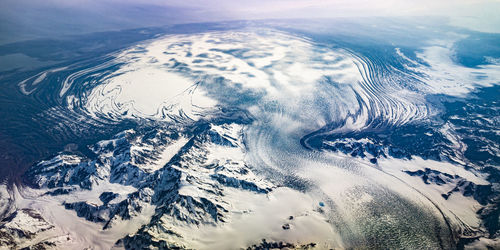 High angle view of snowcapped mountains