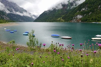 Scenic view of lake against sky