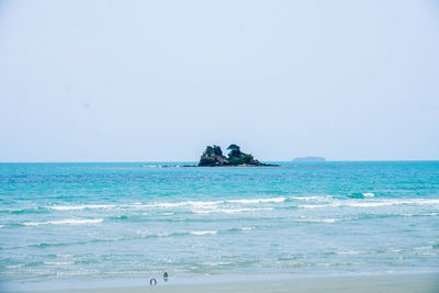 Scenic view of sea against clear sky