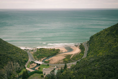 High angle view of beach against sky