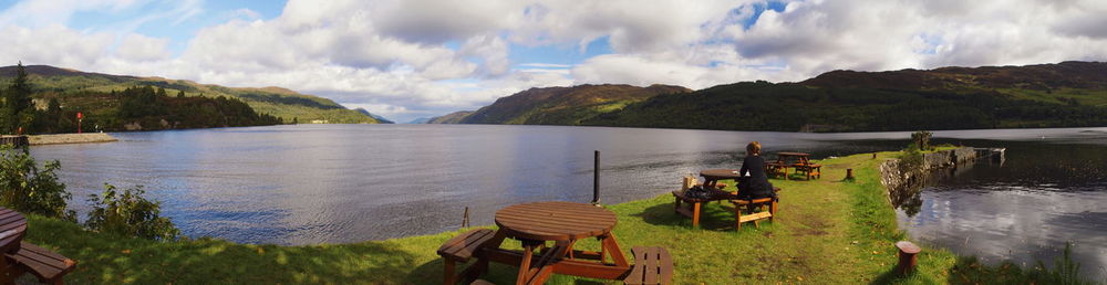 Panoramic view of lake against sky