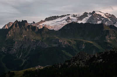 Marmolada and sasso di mezzodì view in the sunset - val badia - alto adige sudtirol