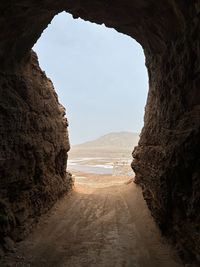 Low angle view of rock formations