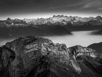 Scenic view of snow covered mountain