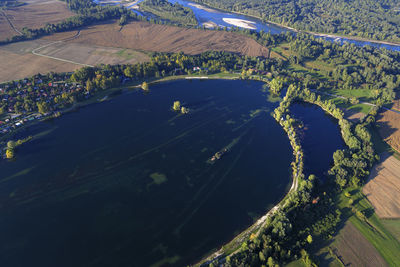 Aerial view of soderica lake, croatia