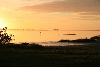 Scenic view of sunset over sea