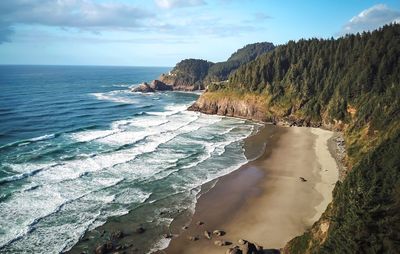 Scenic view of beach against sky