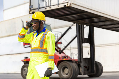 Man working in bus
