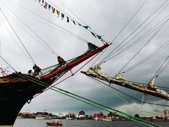 Low angle view of cables against sky