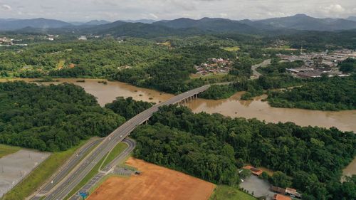 High angle view of river amidst landscape