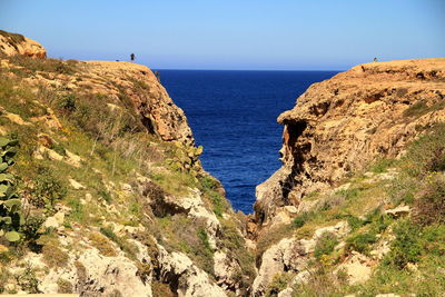 Scenic view of sea against clear sky