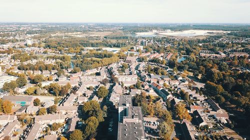 High angle view of townscape against sky
