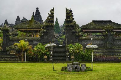 Exterior of temple against building