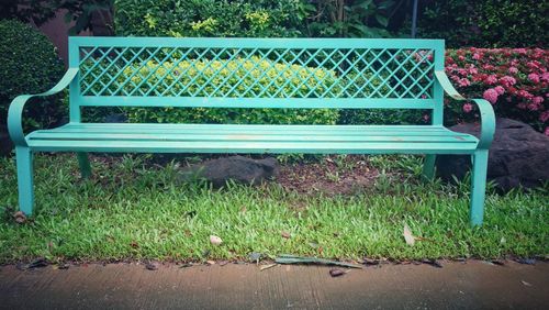 Empty bench in park