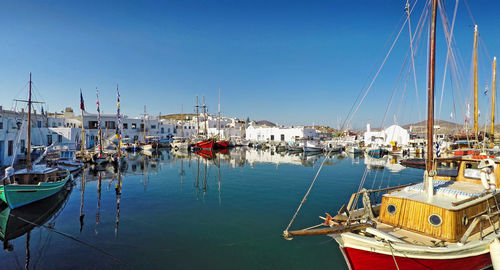 Boats moored in harbor