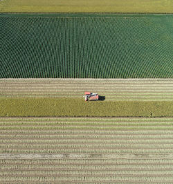 High angle view of tractor on field