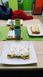 High angle view of food on table