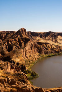 Barrancas de burujon by sea against clear sky