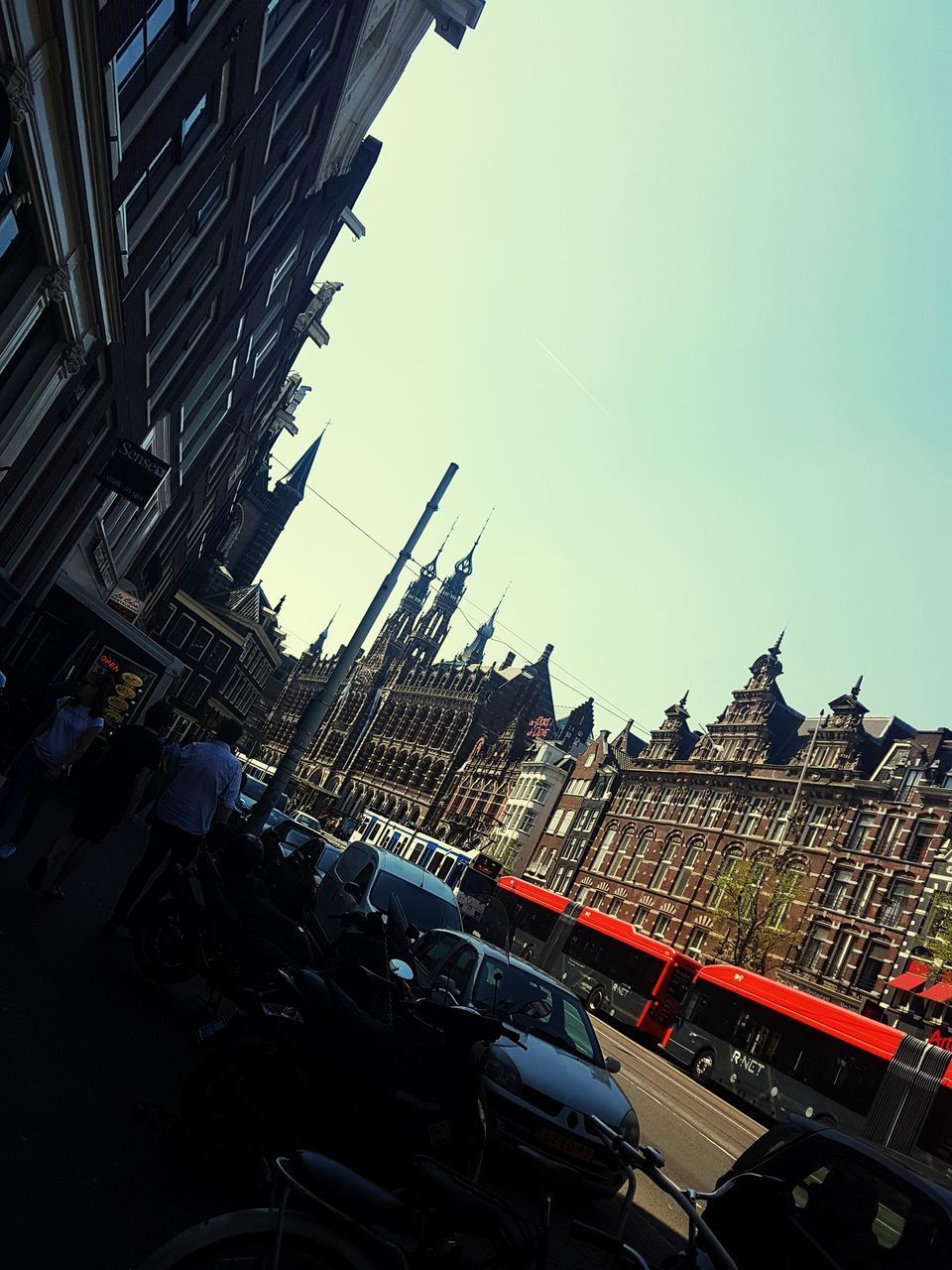 BUILDINGS AGAINST CLEAR SKY