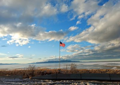 Scenic view of snow covered landscape against sky