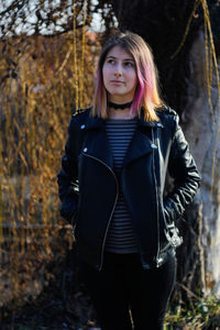 Portrait of a young woman in forest