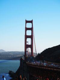 View of suspension bridge against sky