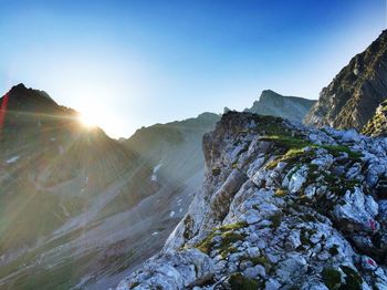 Scenic view of mountains against clear sky