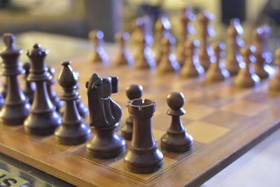 Close-up of chess pieces