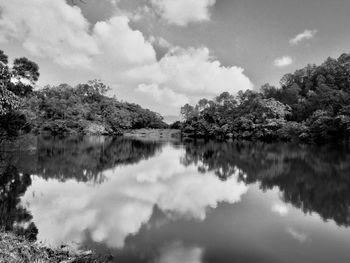 Scenic view of lake against sky