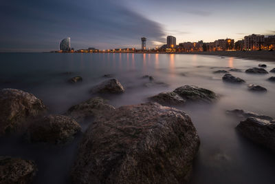 Scenic view of sea against sky during sunset