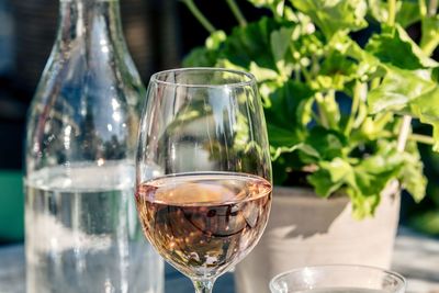 Close-up of wine glass on table