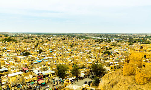 High angle view of townscape against sky