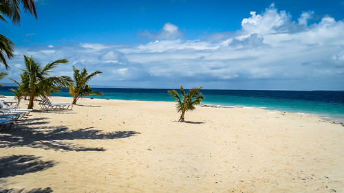 Scenic view of sea against cloudy sky