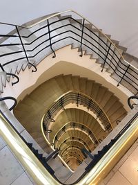 High angle view of spiral stairs