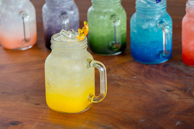 Close-up of drink served on table